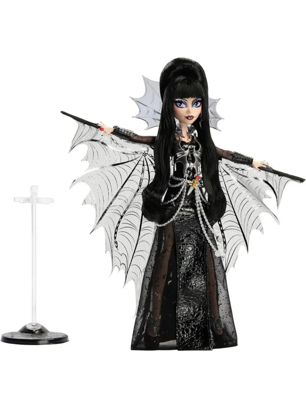 Monster High Doll Elvira Mistress of Dark Collectible in Black Faux Leather NIB